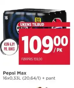 Meny Pepsi max tilbud