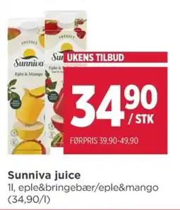 Meny Sunniva juice tilbud