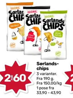 Coop Marked Sørlands-chips tilbud