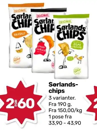 Coop Marked Sørlands-chips tilbud