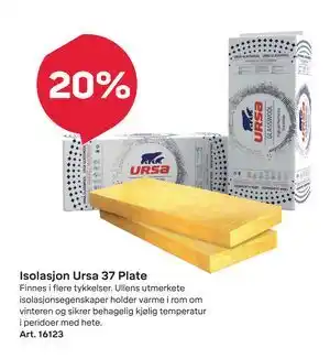 Byggmax Isolasjon Ursa 37 Plate tilbud