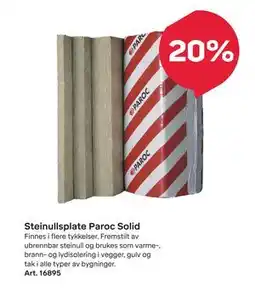 Byggmax Steinullsplate Paroc Solid tilbud