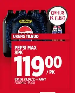 Meny PEPSI MAX 8PK, NOK 119 tilbud