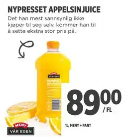 Meny NYPRESSET APPELSINJUICE, NOK 89 tilbud