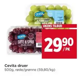 Meny Cevita druer, NOK 29.9 tilbud