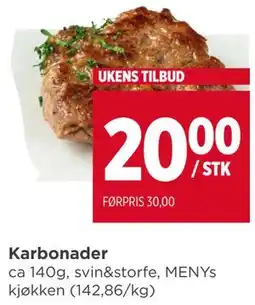 Meny Karbonader, NOK 20 tilbud
