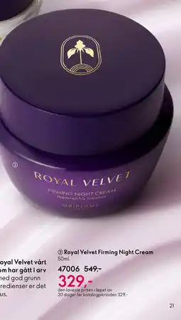 Oriflame Royal Velvet Firming Night Cream tilbud