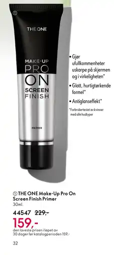 Oriflame THE ONE Make-Up Pro On Screen Finish Primer tilbud
