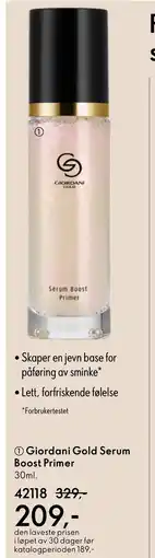 Oriflame Giordani Gold Serum Boost Primer tilbud