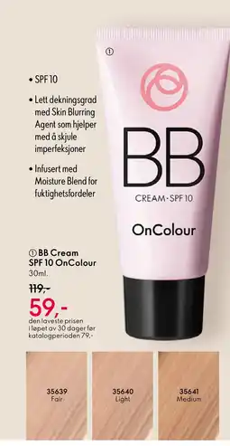 Oriflame BB Cream SPF 10 OnColour tilbud