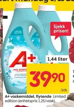 Rusta A+ vaskemiddel, flytende tilbud