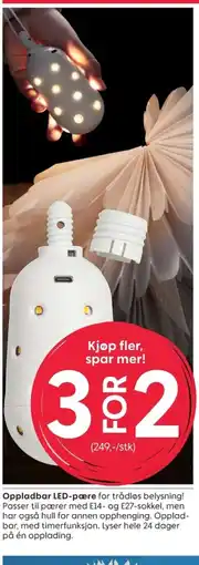 Rusta Oppladbar LED-pære tilbud