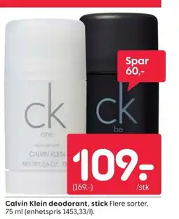 Rusta Calvin Klein deodorant, stick tilbud