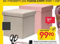 Rusta Sittepuff med oppbevaring Penny tilbud