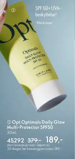 Oriflame Opt Optimals Daily Glow Multi-Protector SPF50 tilbud