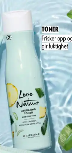 Oriflame Love Nature Hydrating Toner with Organic Aloe Vera & Pineapple tilbud