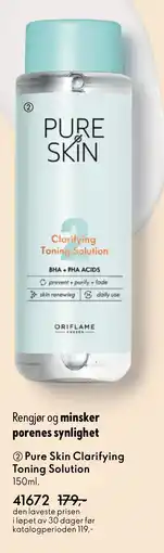 Oriflame Pure Skin Clarifying Toning Solution tilbud