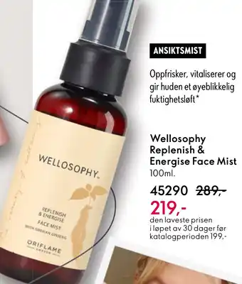 Oriflame Wellosophy Replenish & Energise Face Mist tilbud