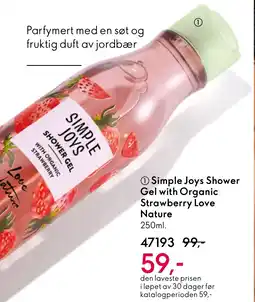 Oriflame Simple Joys Shower Gel with Organic Strawberry Love Nature tilbud