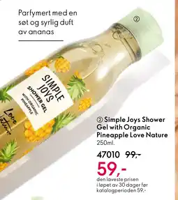 Oriflame Simple Joys Shower Gel with Organic Pineapple Love Nature tilbud