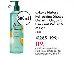 Oriflame Love Nature Refreshing Shower Gel with Organic Coconut Water & Melon tilbud