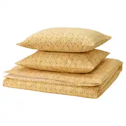 IKEA Hamnsenap Sengesett, 2 putevar, gul/flerfarget, 240x220/50x60 cm tilbud