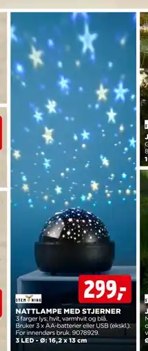 jem & fix NATTLAMPE MED STJERNER, NOK 299 tilbud