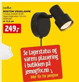 jem & fix BOSTON VEGGLAMPE, NOK 249 tilbud