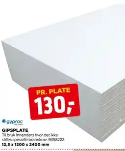 jem & fix GIPSPLATE, NOK 130 tilbud