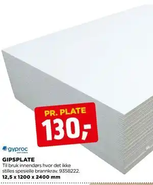 jem & fix GIPSPLATE, NOK 130 tilbud