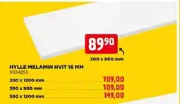 jem & fix HYLLE MELAMIN HVIT 16 MM tilbud