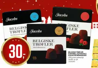 Belgiske trøfler karamell m/havsalt, kakao og bringbær