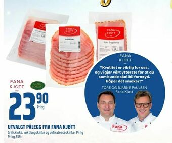 Coop Obs Utvalgt pålegg fra fana kjøtt tilbud