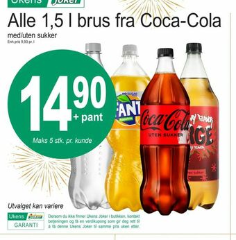 Joker Alle 1,5 l brus fra Coca-Cola tilbud