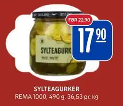 Rema 1000 SYLTEAGURKER, NOK 17.9 tilbud