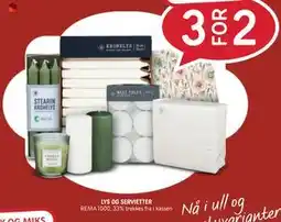 Rema 1000 LYS OG SERVIETTER tilbud