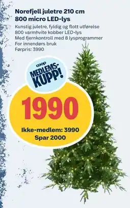 Obs Bygg Norefjell juletre 210 cm 800 micro LED-lys, NOK 3990, Medlemspris tilbud