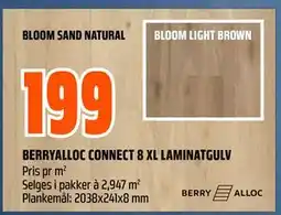 Obs Bygg BERRYALLOC CONNECT 8 XL LAMINATGULV, NOK 199 tilbud