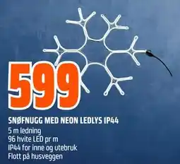 Obs Bygg SNØFNUGG MED NEON LEDLYS IP44, NOK 599 tilbud