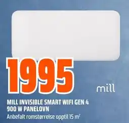 Obs Bygg MILL INVISIBLE SMART WIFI GEN 4 900 W PANELOVN, NOK 1995 tilbud