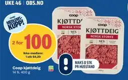 Coop Obs Coop kjøttdeig, Medlemspris tilbud