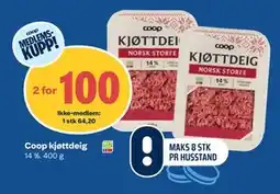 Coop Obs Coop kjøttdeig, Medlemspris tilbud