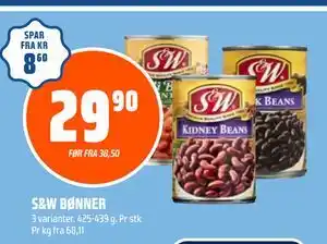 Coop Obs S&W BØNNER, NOK 29.9 tilbud