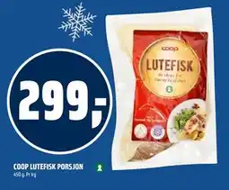 Coop Obs COOP LUTEFISK PORSJON, NOK 299 tilbud