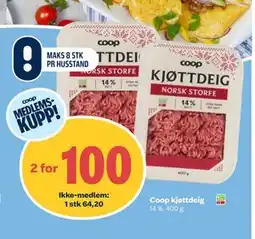 Coop Obs Coop kjøttdeig, Medlemspris tilbud