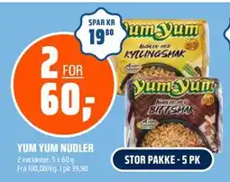 Coop Obs YUM YUM NUDLER, NOK 60 tilbud