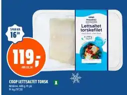 Coop Obs COOP LETTSALTET TORSK, NOK 119 tilbud