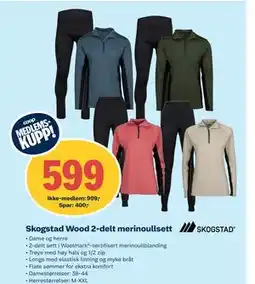 Coop Obs Skogstad Wood 2-delt merinoullsett, NOK 999, Medlemspris tilbud