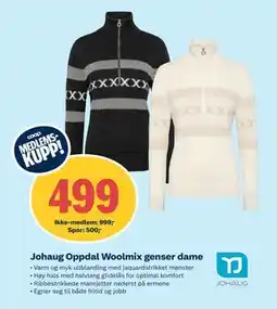 Coop Obs Johaug Oppdal Woolmix genser dame, NOK 999, Medlemspris tilbud