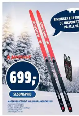 Coop Obs MADSHUS RACELIGHT MG JUNIOR LANGRENNSSKI, NOK 699 tilbud